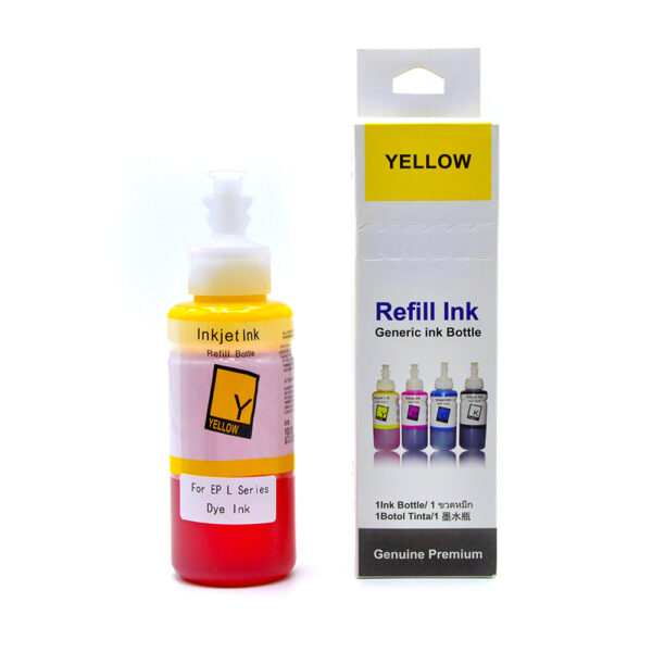 Чернила для принтера Epson, серия L, оригинальная упаковка, Yellow (желтый), Dye, 100 мл