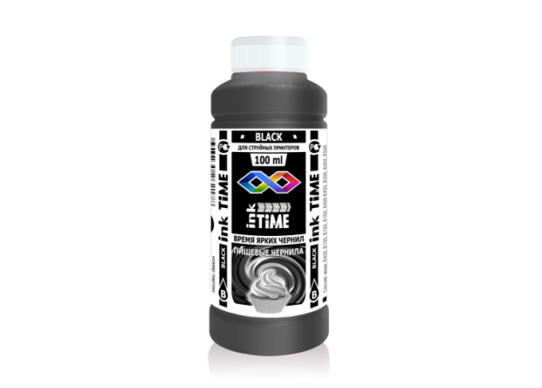 Пищевые чернила для принтера Canon/Epson черные (black) / съедобные пищевые чернила / пищевые краски для принтера inkTime