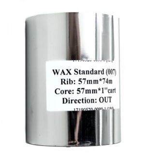 Термотрансферная лента (риббон) для этикеток WAX OUT 57мм*74м втулка 1 дюйм ш/в 57мм