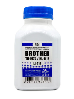 Тонер для заправки картриджа TN-1075 Brother DCP-1510/1512/1610/1612, HL-1110/1112/1210/1212, MFC-1810/1815/1912 (фл. 40г) Black&White Light фас.Россия