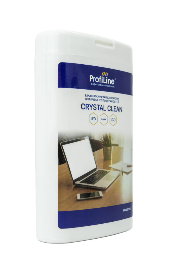 Влажные салфетки для очистки экранов всех типов и оптических поверхностей ProfiLine "Crystal Clean", 100 шт.